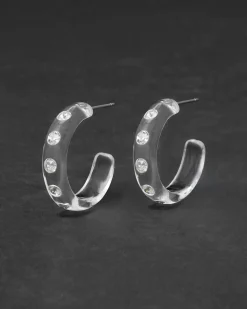 Lucite Crystal Hoop Earring- Clear