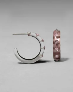 Lucite Crystal Hoop Earring- Dusty Rose