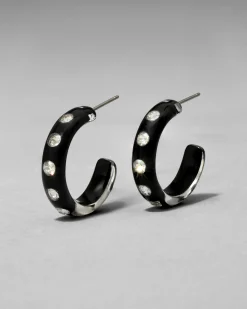 Lucite Crystal Hoop Earring- Onyx