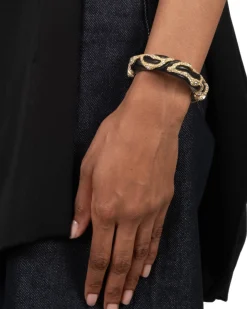 Lucite Crystal Pave Hinge Bracelet- Black