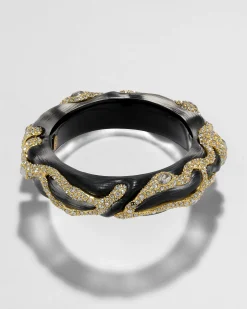 Lucite Crystal Pave Hinge Bracelet- Black