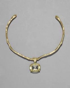 Lucite Jeweled Crystal Collar Necklace- Sage