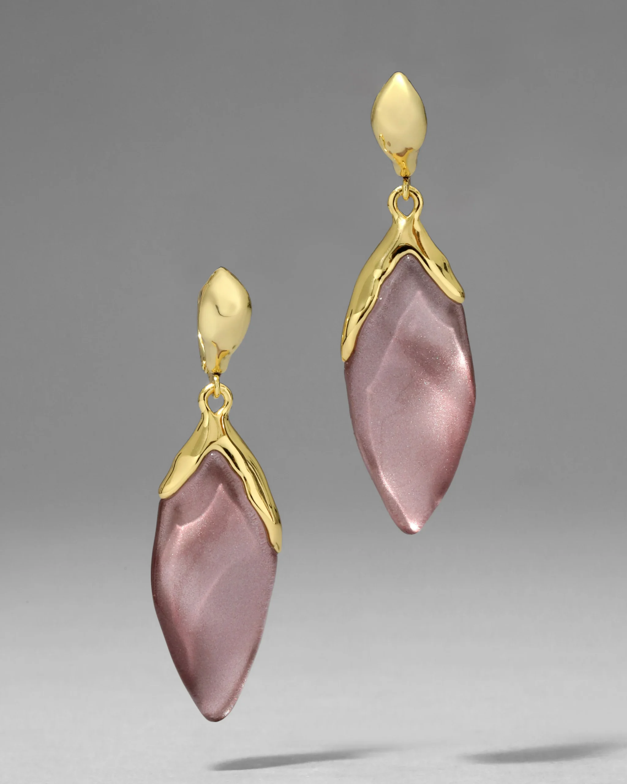 Lucite Petal Leverback Earring- Dusty Rose
