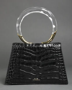 Lucite Quad Handbag - Black Croc