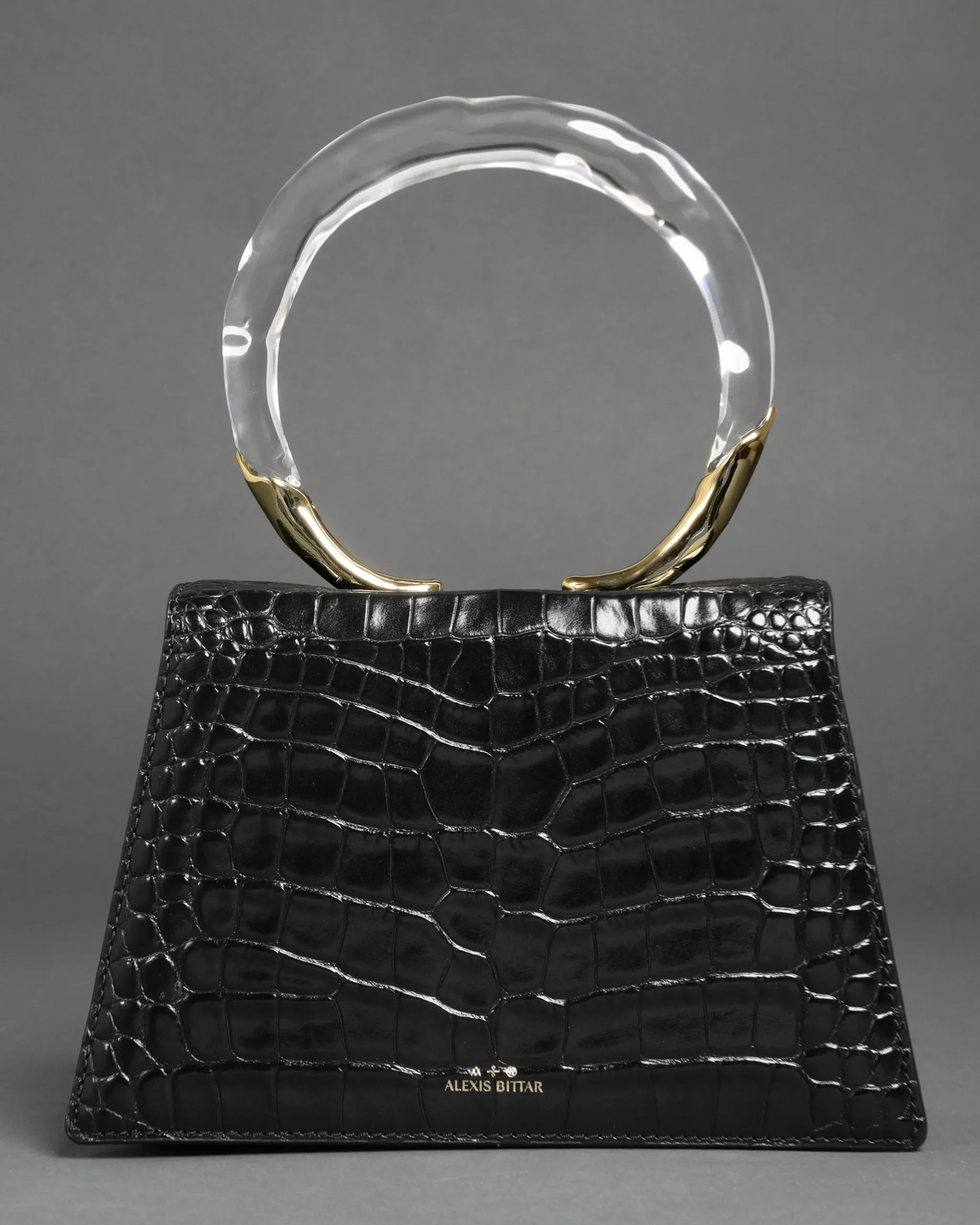 Lucite Quad Handbag - Black Croc