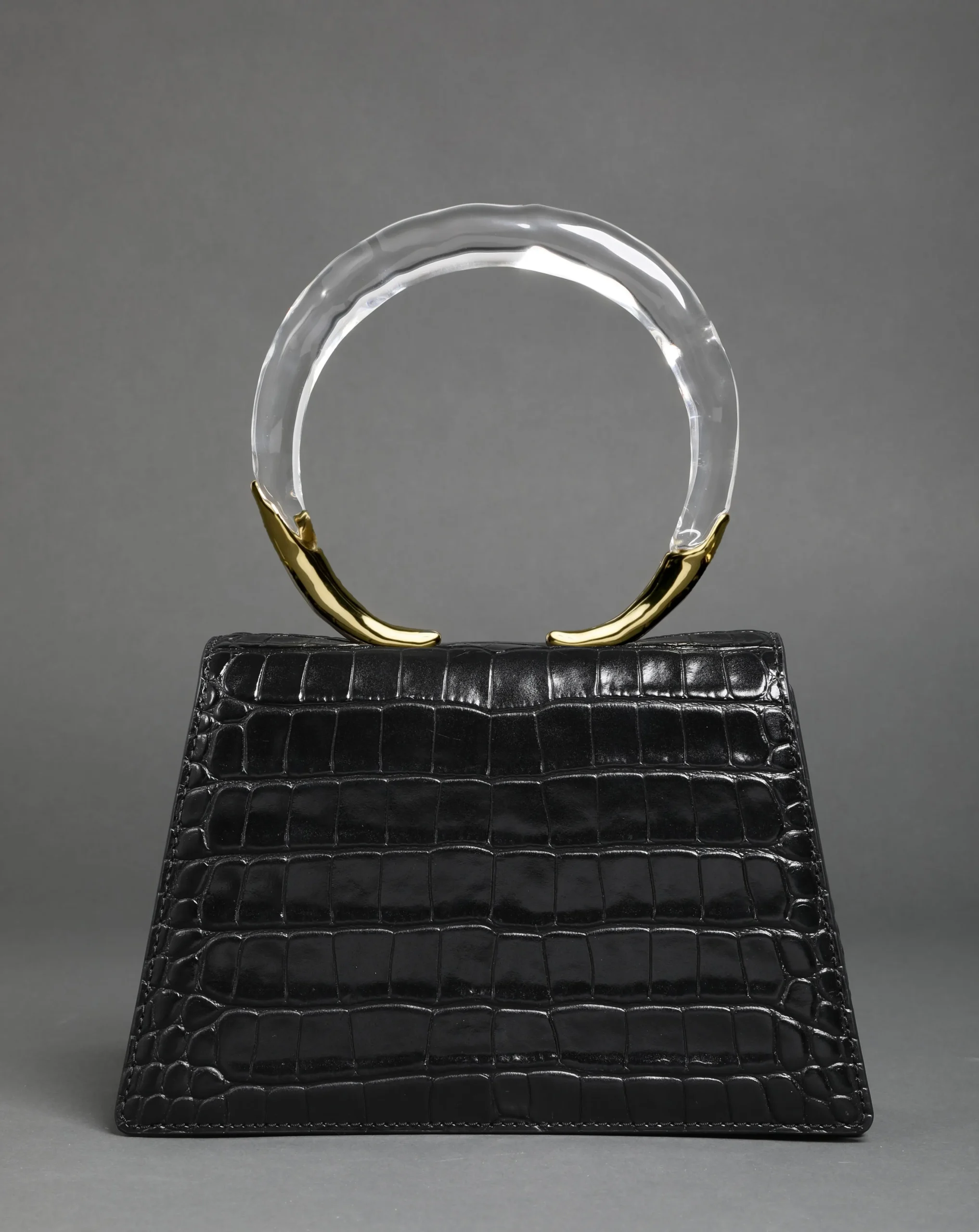 Lucite Quad Handbag - Black Croc