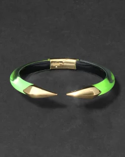 Mirrored Pyramid Brake Hinge Bracelet- Fluorescent Yellow