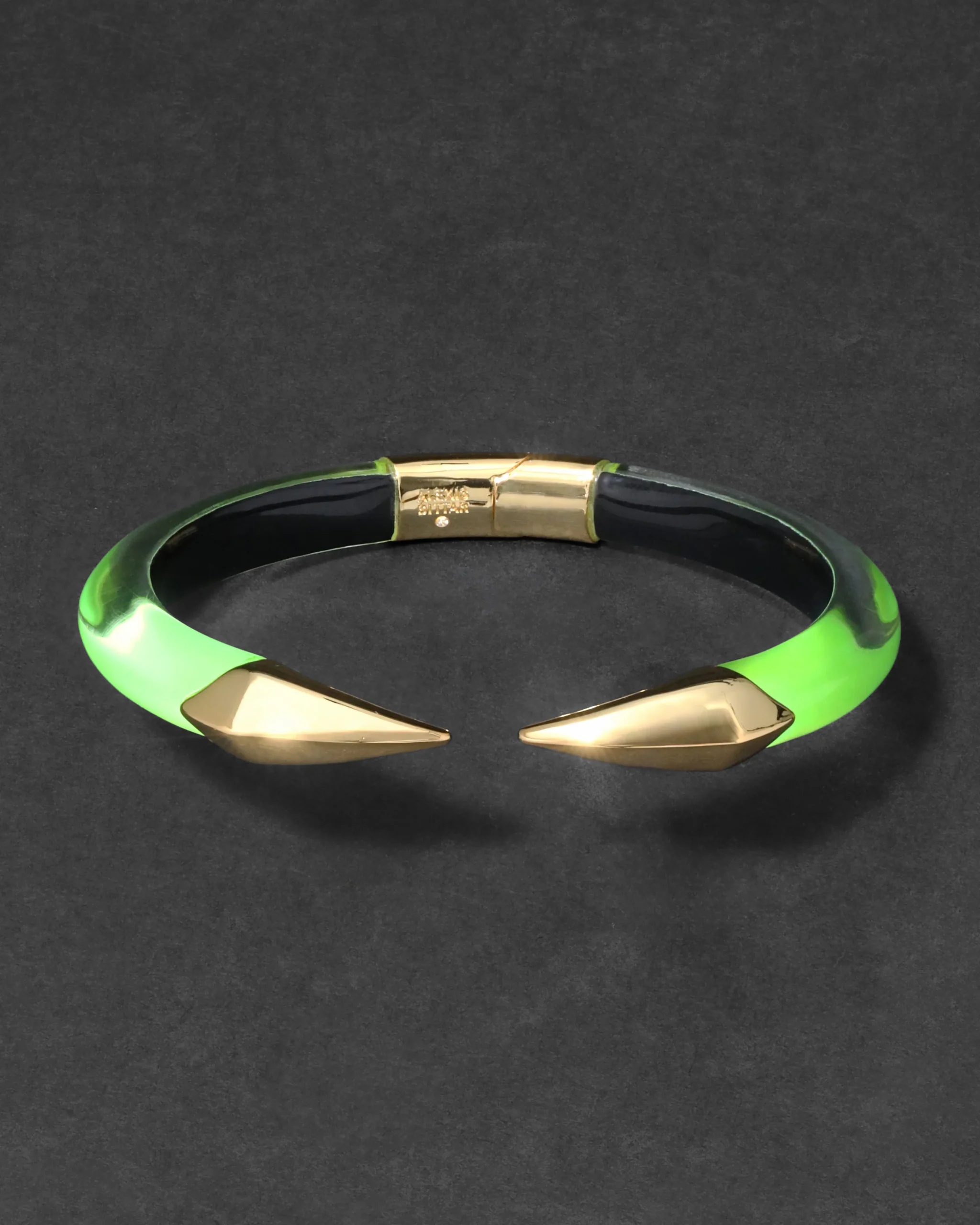 Mirrored Pyramid Brake Hinge Bracelet- Fluorescent Yellow