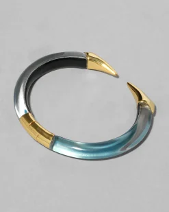Mirrored Pyramid Brake Hinge Bracelet- Metallic Sky