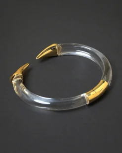Mirrored Pyramid Lucite Brake Hinge Bracelet- Clear