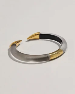Mirrored Pyramid Lucite Brake Hinge Bracelet- Warm Grey
