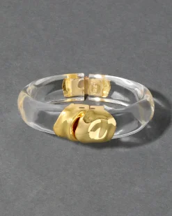 Molten Gold Lucite Hinge Bracelet- Clear