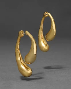 Molten Gold Scoop Front Back Earring