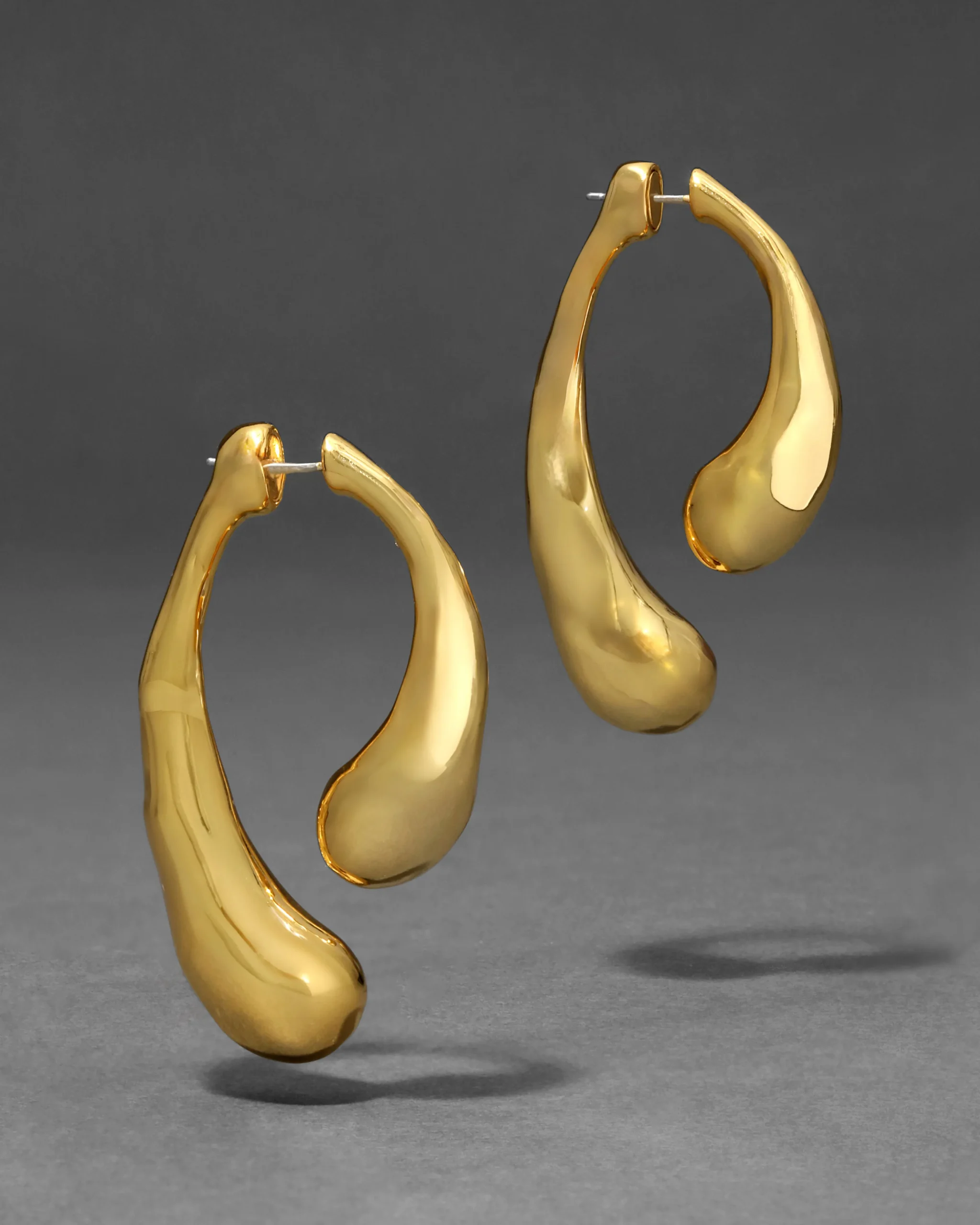 Molten Gold Scoop Front Back Earring