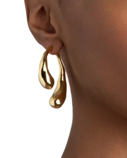 Molten Gold Scoop Front Back Earring