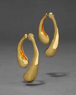 Molten Gold Scoop Front Back Earring