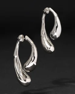 Molten Silver Scoop Front Back Earring