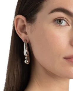 Molten Silver Scoop Front Back Earring