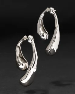 Molten Silver Scoop Front Back Earring