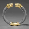 Panther Visage Lucite Hinge Cuff Bracelet
