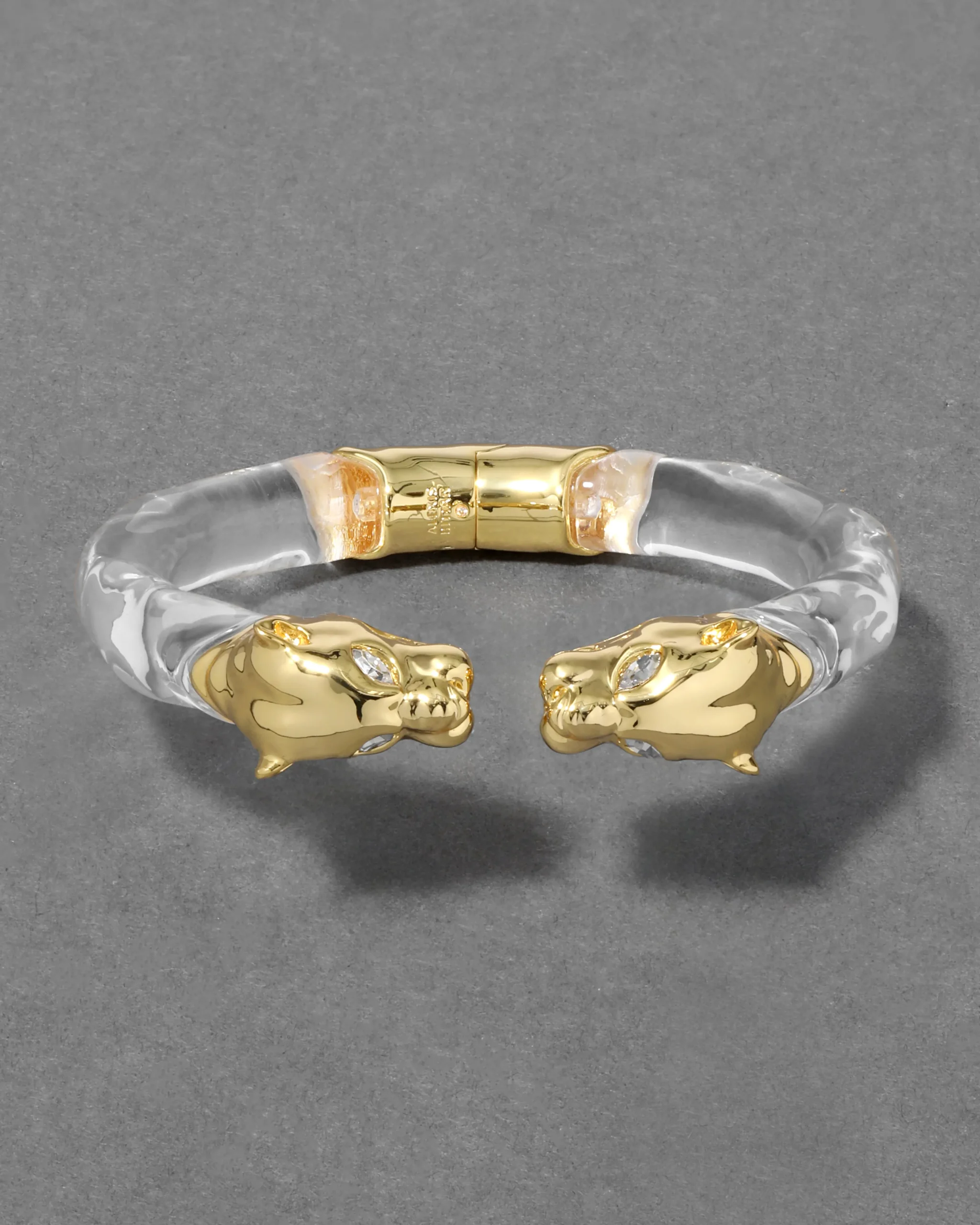 Panther Visage Lucite Hinge Cuff Bracelet