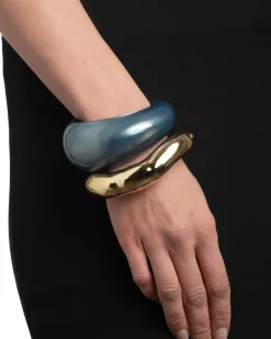 Puffy Lucite Tapered Bangle Bracelet- Metallic Sky