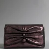Ruched Crystal Crossbody Bag- Dark Plum