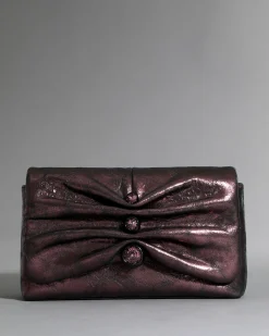Ruched Crystal Crossbody Bag- Dark Plum