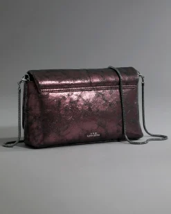 Ruched Crystal Crossbody Bag- Dark Plum