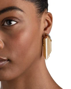 Solanales Crystal Fringe Front Back Earring