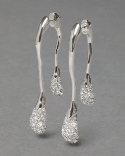 Solanales Crystal Front Back Double Drop Earring - Silver
