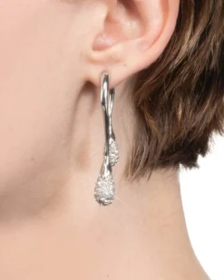 Solanales Crystal Front Back Double Drop Earring - Silver
