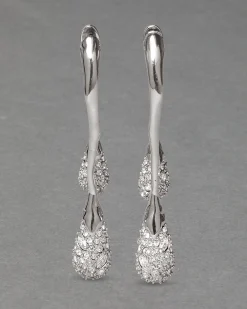 Solanales Crystal Front Back Double Drop Earring - Silver