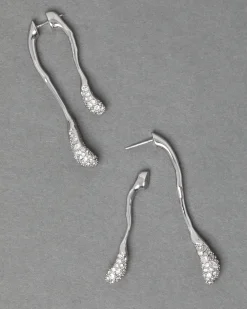 Solanales Crystal Front Back Double Drop Earring - Silver