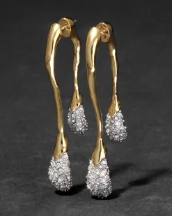 Solanales Crystal Front Back Double Drop Earring- Gold