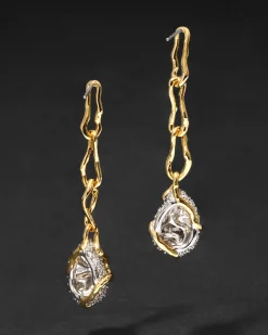 Solanales Crystal Linked Pebble Earring