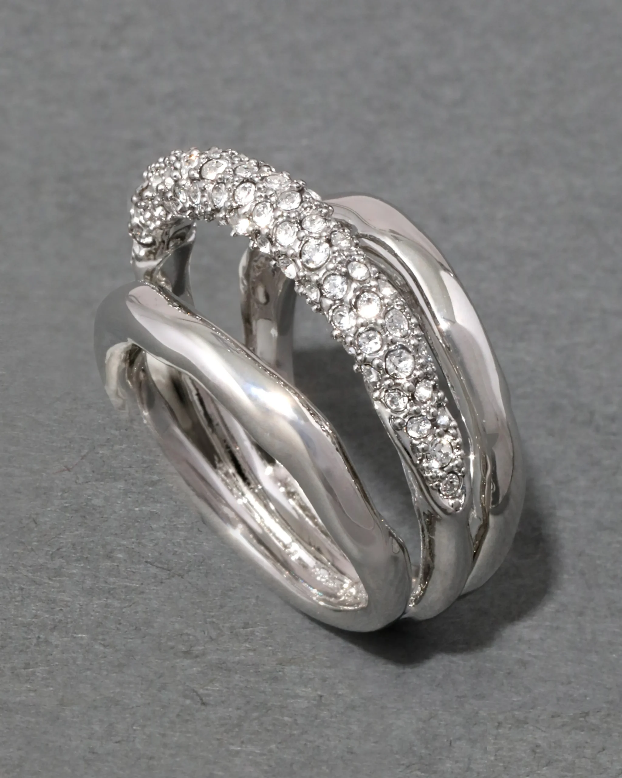 Solanales Crystal Orbiting Ring- Silver