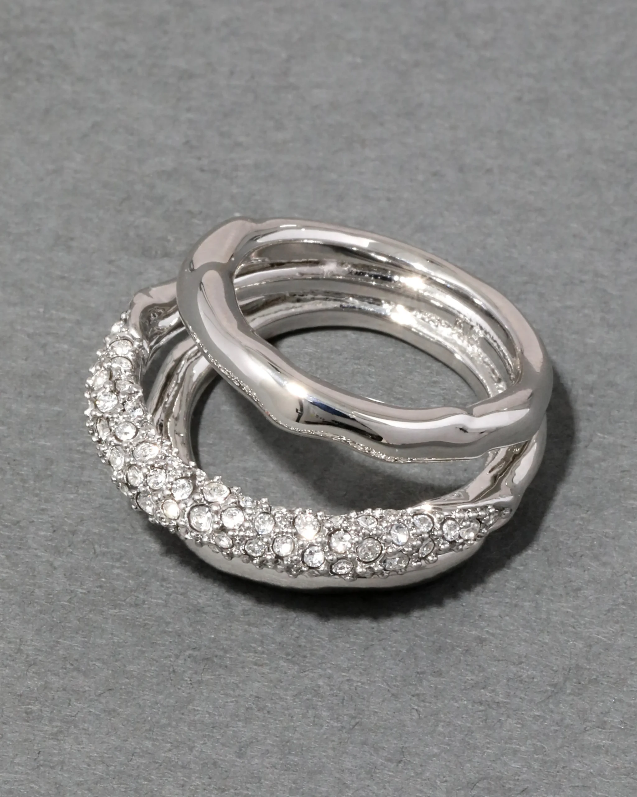 Solanales Crystal Orbiting Ring- Silver