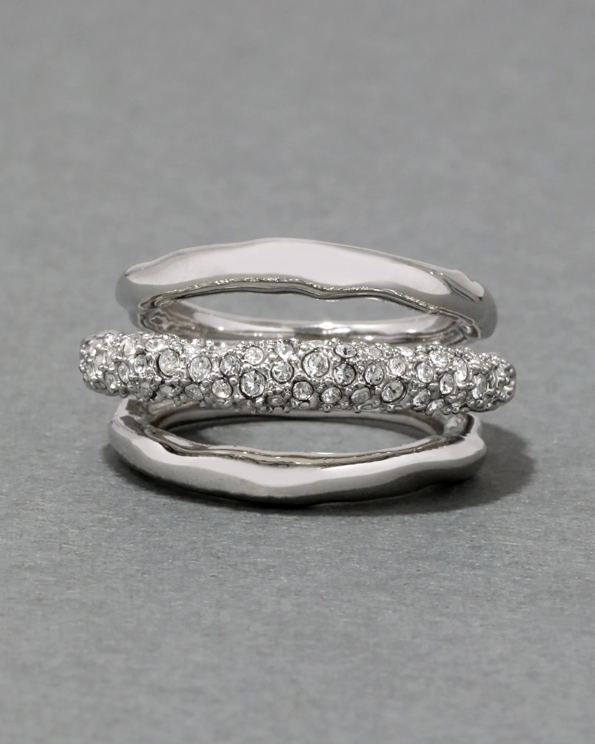 Solanales Crystal Orbiting Ring- Silver