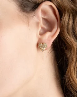 Solanales Crystal Pavé Heart Stud Earring