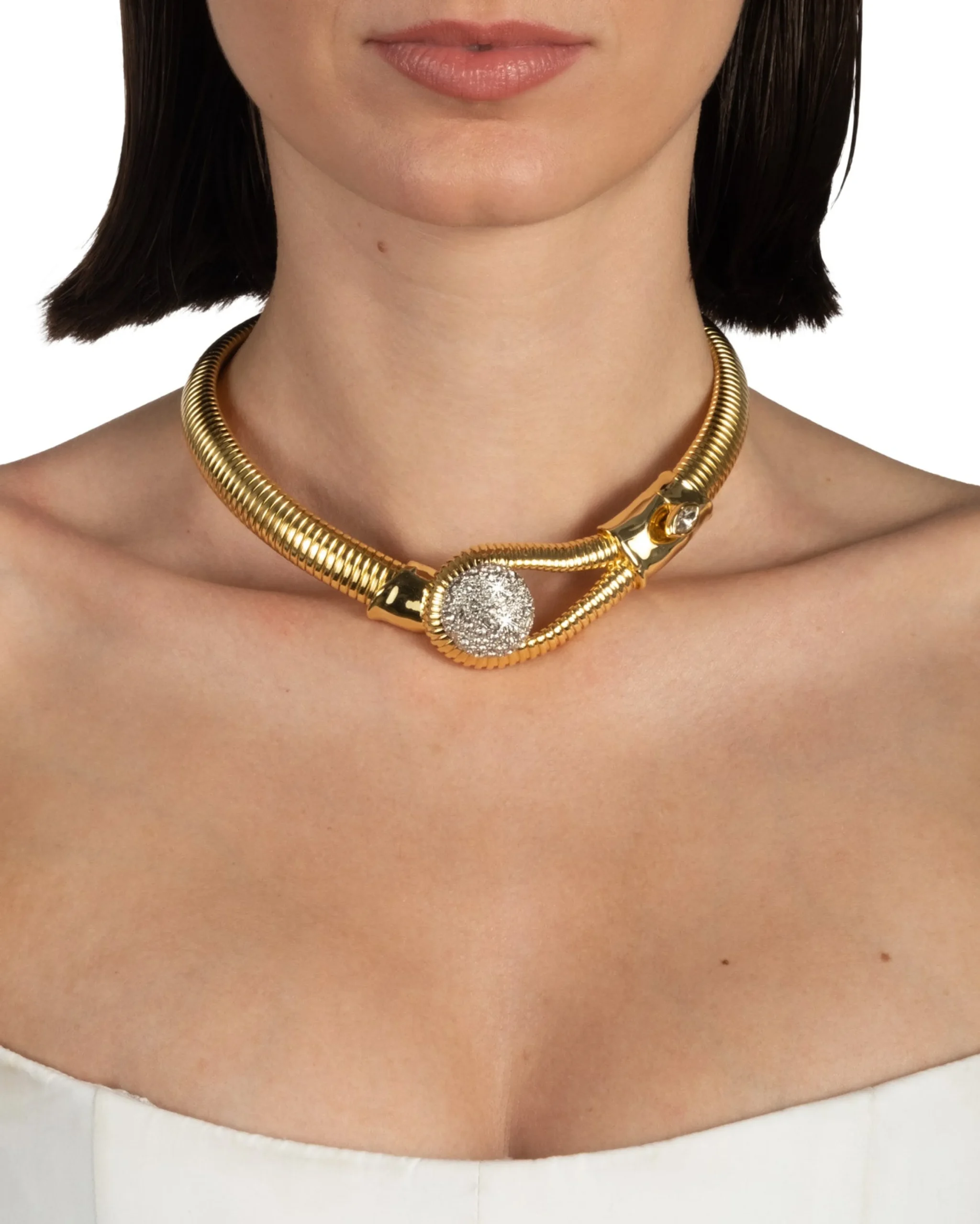 Solanales Crystal Pebble Collar Necklace