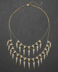 Solanales Crystal Spear Layered Fringe Necklace