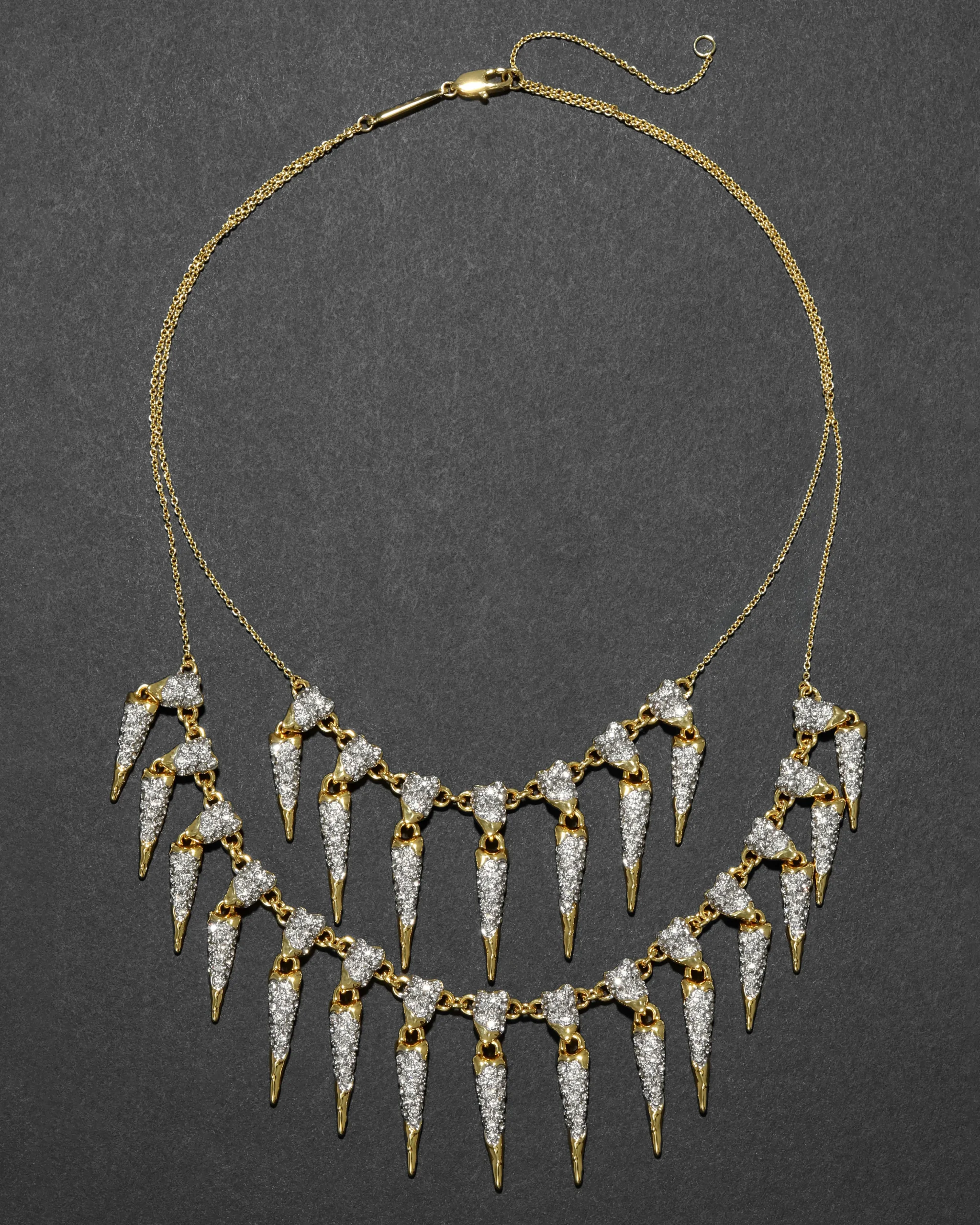 Solanales Crystal Spear Layered Fringe Necklace