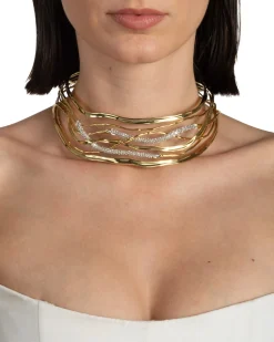 Solanales Crystal Woven Collar Necklace