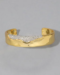 Solanales Gold Crystal Cuff Bracelet