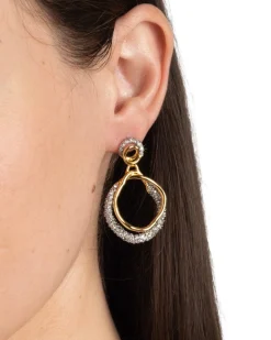 Solanales Gold Crystal Orbit Drop Post Earring