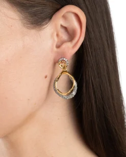Solanales Gold Crystal Orbit Drop Post Earring