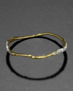 Solanales Gold Crystal Skinny Bangle Bracelet
