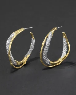 Solanales Gold Crystal Twist Hoop Earring