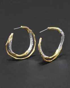 Solanales Gold Crystal Twist Hoop Earring